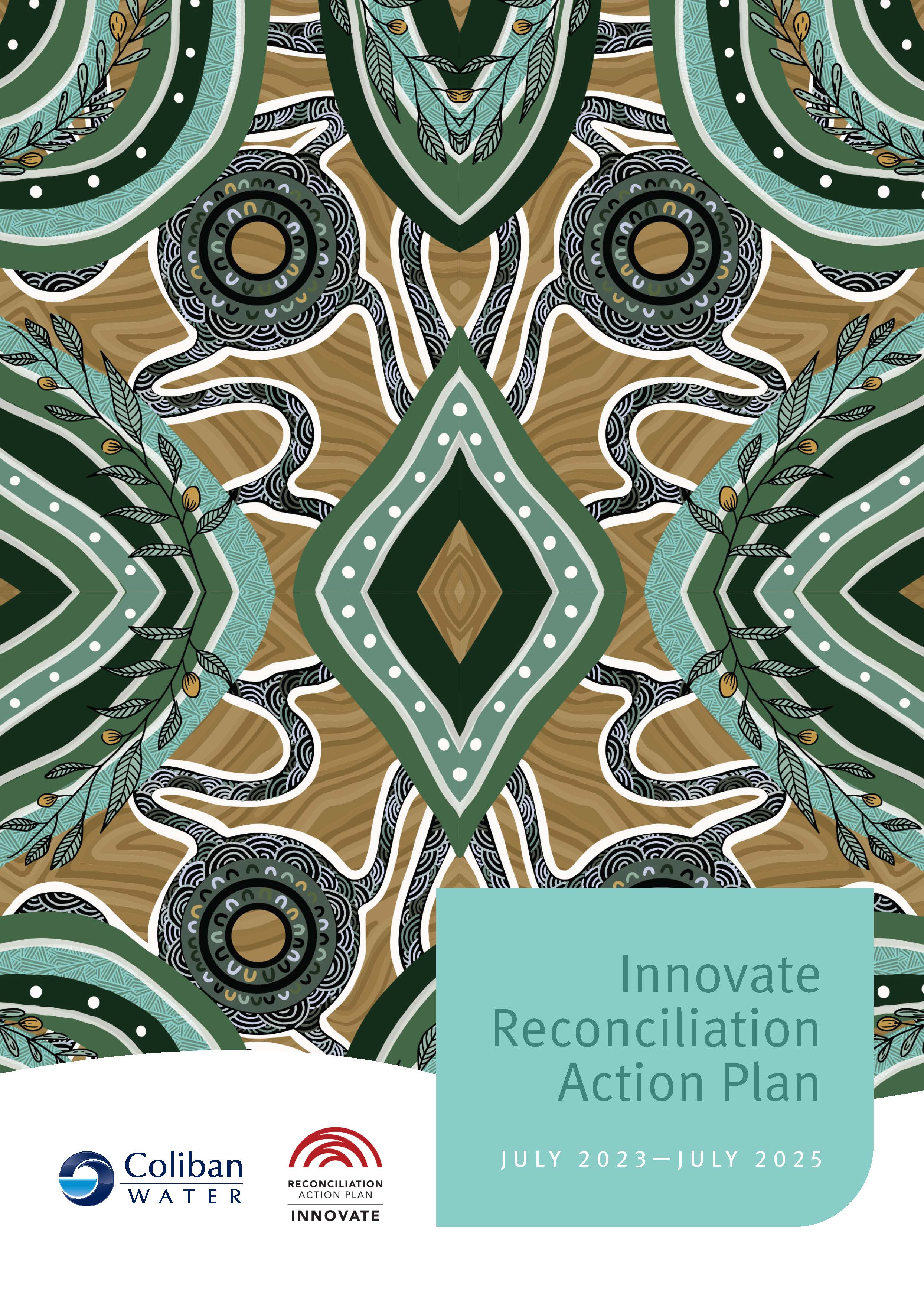 First Nations Artwork by artist Troy Firebrace on the cover of Coliban Waters Innovate Reconciliation Action Plan