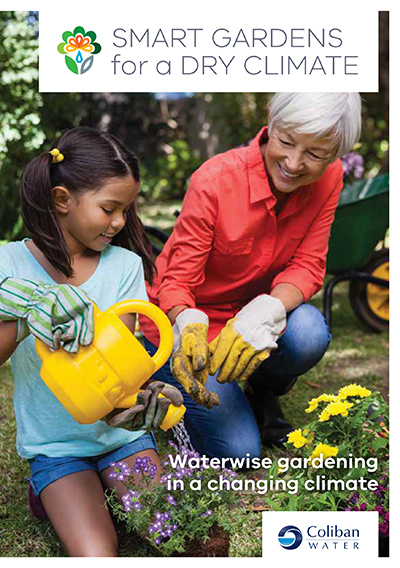 Cover of Smart Gardens for a Dry Climate booklet linking to the PDF